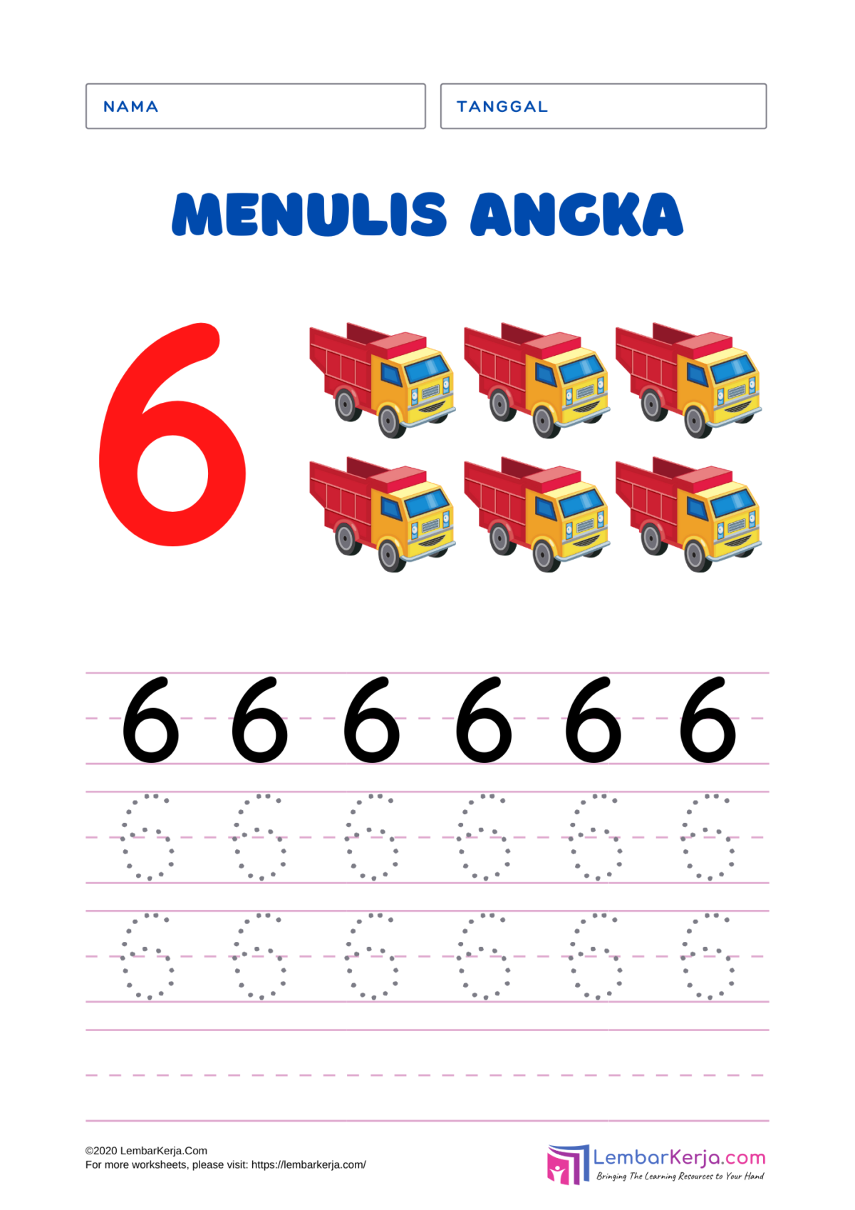 Menebalkan Angka Belajar Menulis Lembar Kerja Anak Tk Paud Adalah ...