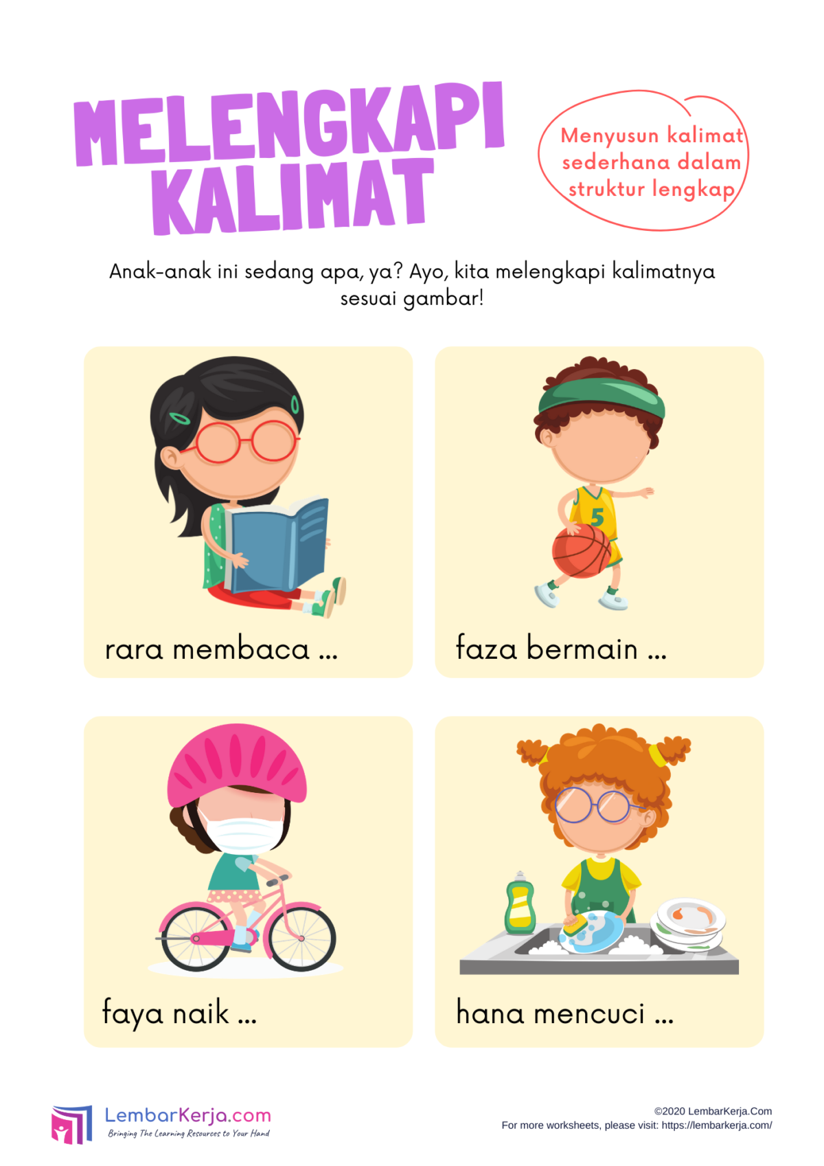 Melengkapi Kalimat (1) – LembarKerja.Com