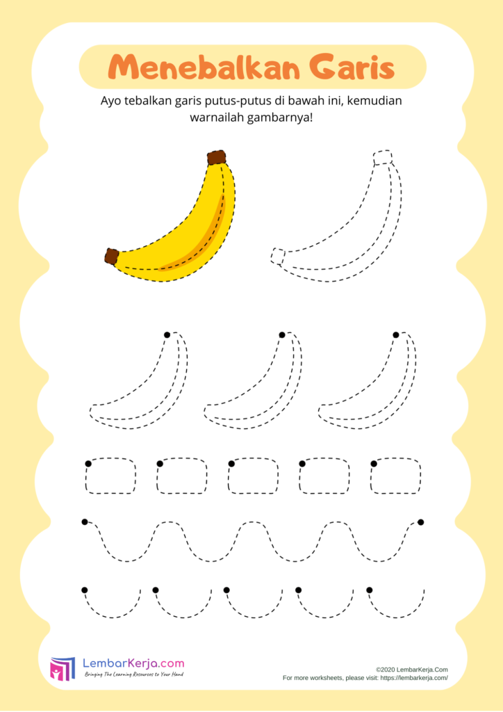 Menebalkan Garis - Pisang - LembarKerja.Com