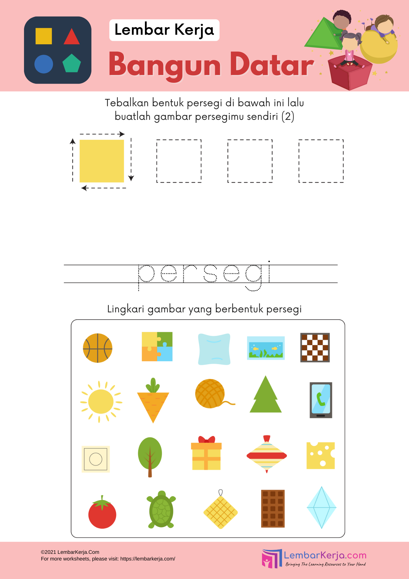 Bangun Datar: Persegi - LembarKerja.Com