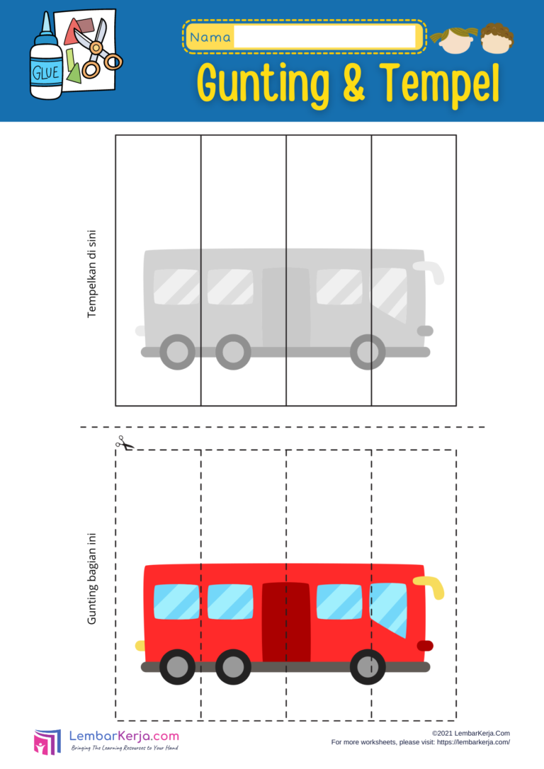 Gunting Tempel: Bus – LembarKerja.Com