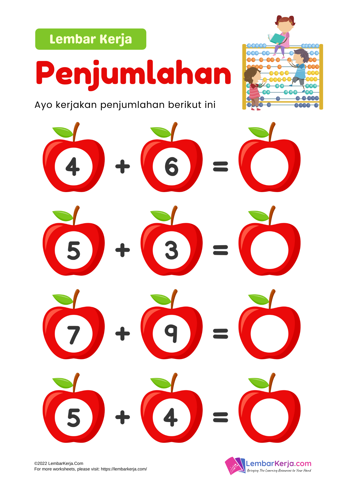 Penjumlahan (10) - LembarKerja.Com