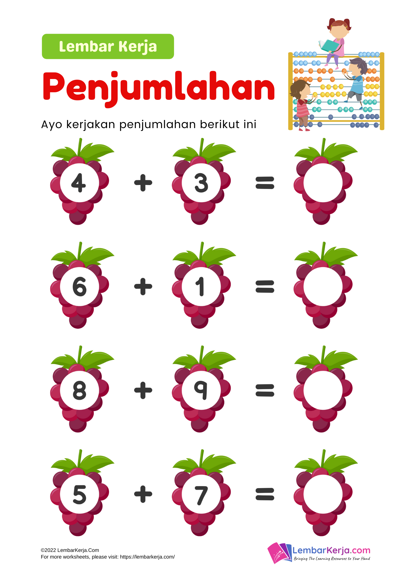 Penjumlahan (11) - LembarKerja.Com