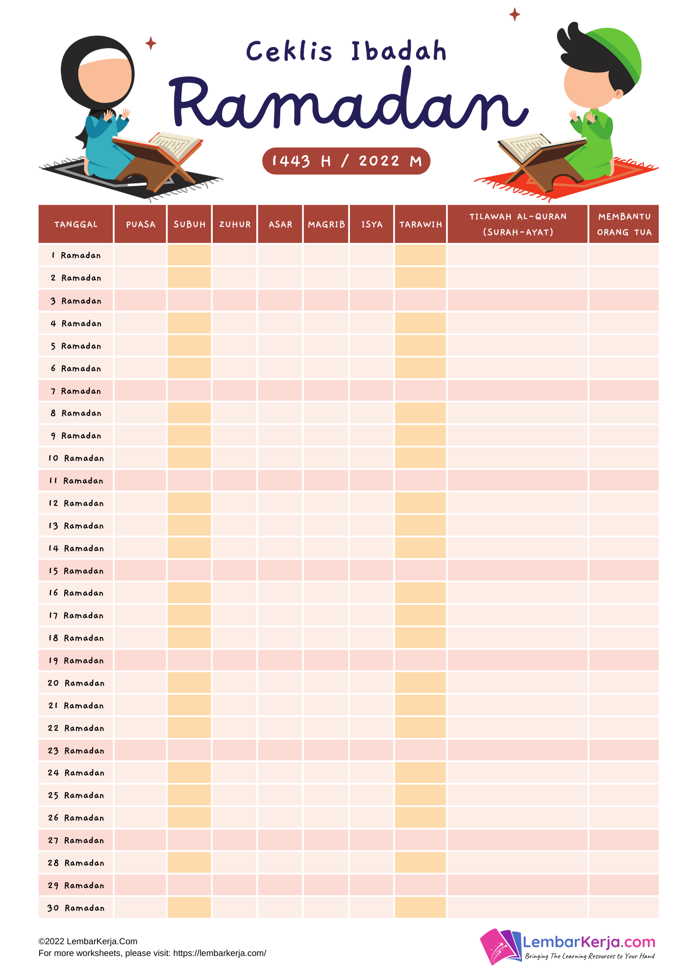 Ceklis Ibadah Ramadan - LembarKerja.Com
