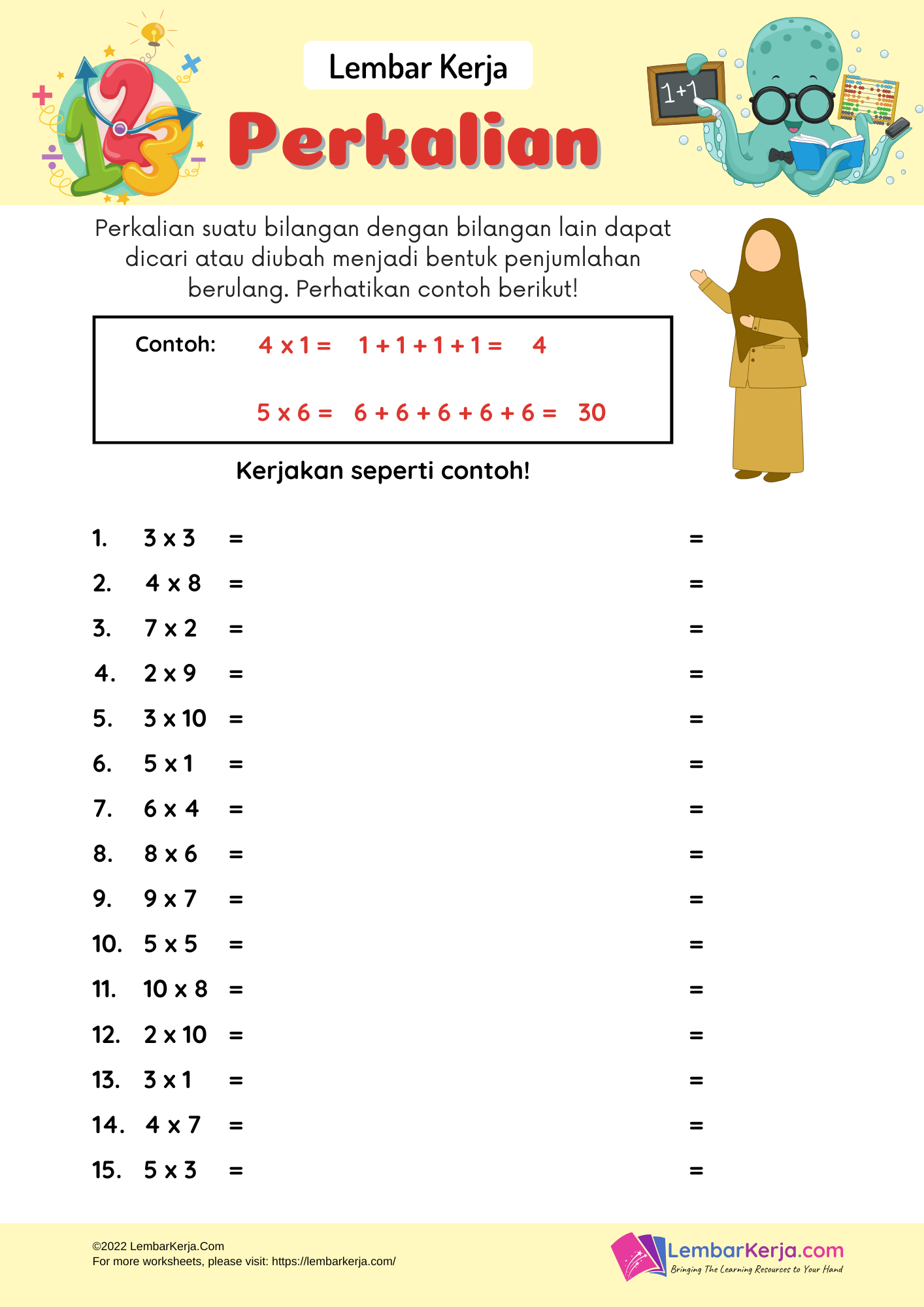 Lembar Kerja Tabel Perkalian Bisa Dicetak Lembar Kerja 0932