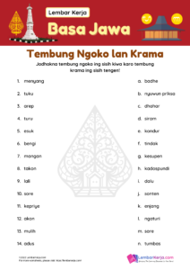 Basa Jawa: Basa Krama (1) - LembarKerja.Com