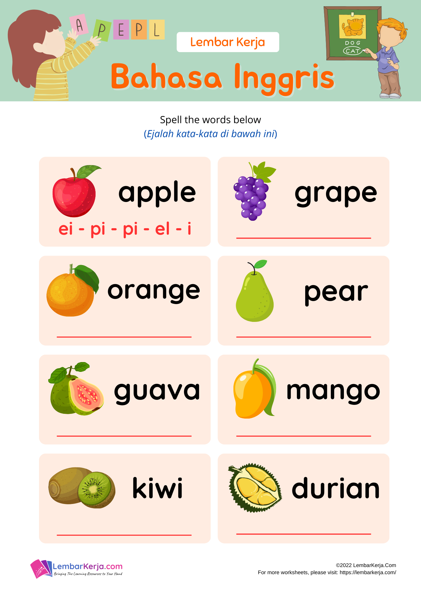 Bahasa Inggris: Alphabets - LembarKerja.Com