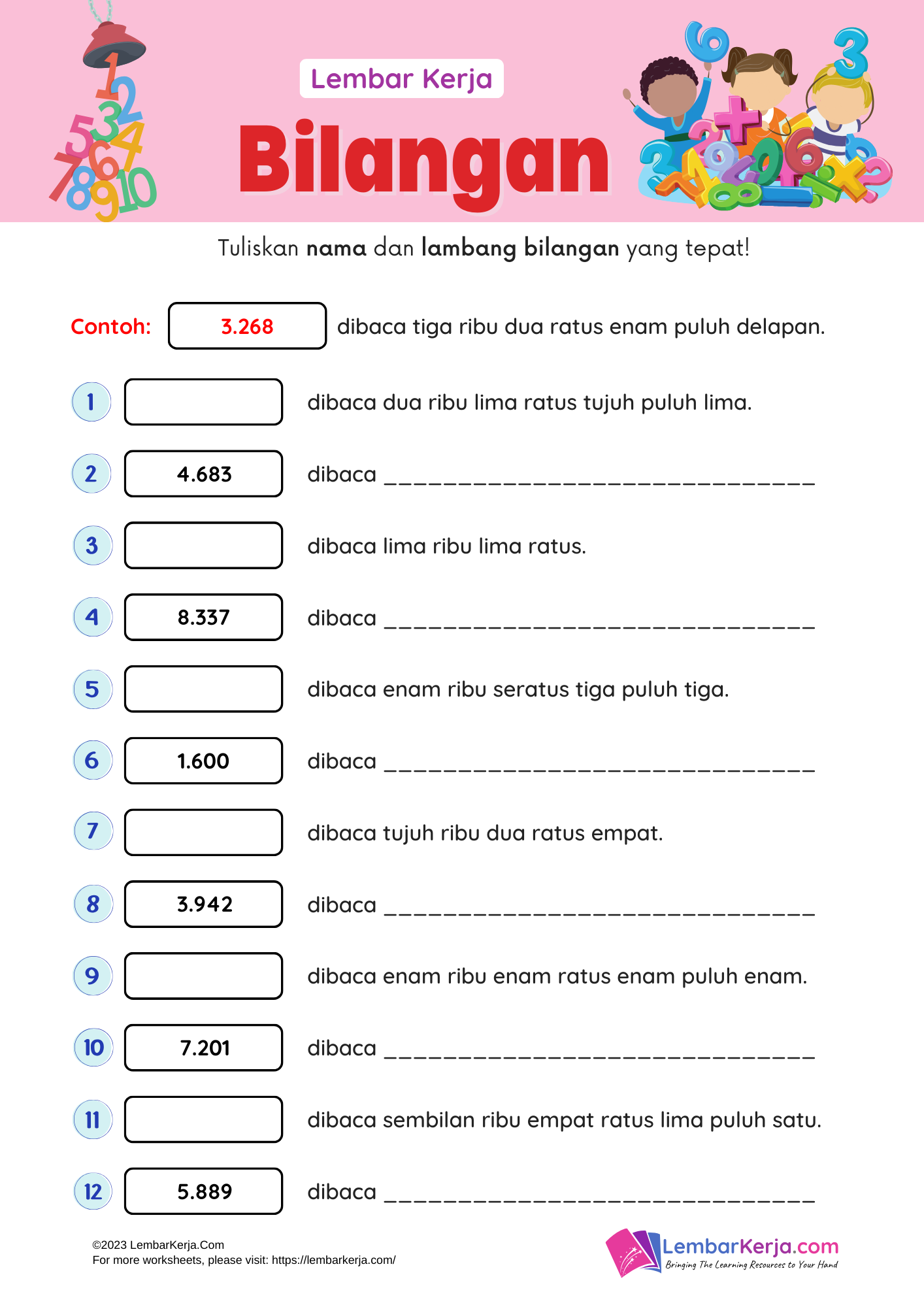 Nama Dan Lambang Bilangan Empat Angka Lembarkerja Com