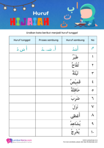 Menulis Hijaiah Bersambung (2) - LembarKerja.Com